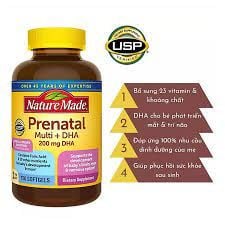 23 Vitamin Cho Bà Bầu Nature Made Prenatal Multi+DHA 200mg 150 Softgels