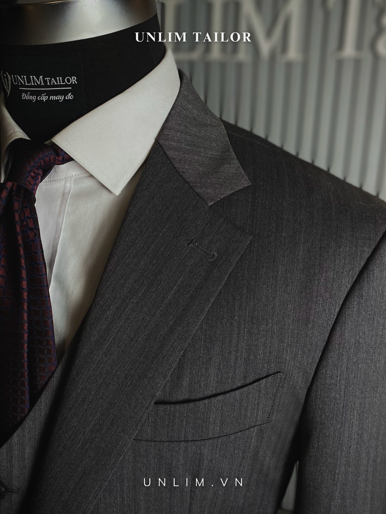 Suit Business Nâu Họa Tiết Herringbone