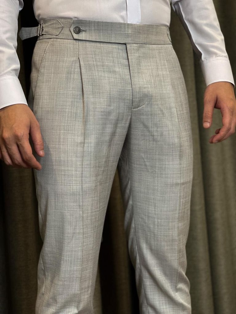 Quần Âu Nam Sidetab Xám Sáng