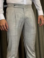 Quần Âu Nam Sidetab Xám Sáng