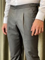 Quần Âu Nam Sidetab Xám Sáng