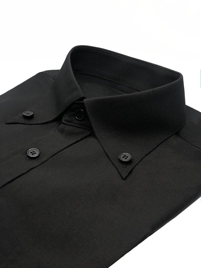 Sơ Mi Nam Đen Cổ Button Down