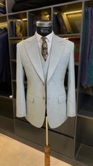 Suit Trắng Hoạ Tiết Kẻ Xước