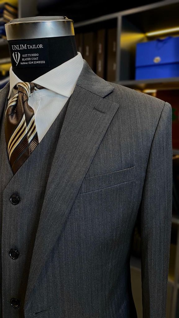 Suit Herringbone Gam Trầm