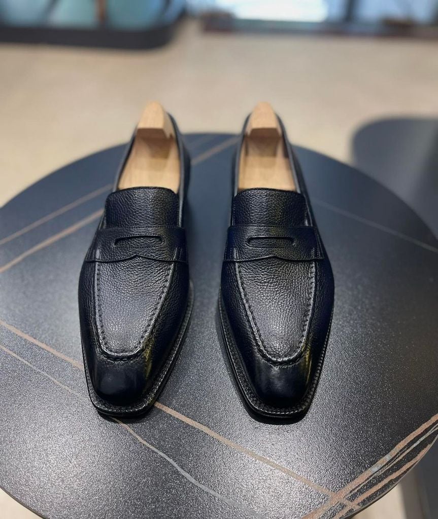 Giày Penny Loafer Dark Blue Da Bò Ý Đế Xanh