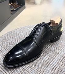 Giày Oxford Brogue Đen Da Bò Ý