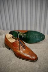Giày Oxford Brogue Nâu Da Bò Ý
