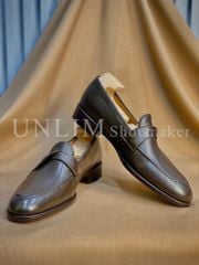 Giày Loafer Nâu Da Bò Ý