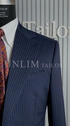 Suit Xanh Tối Kẻ Sọc Cổ Điển