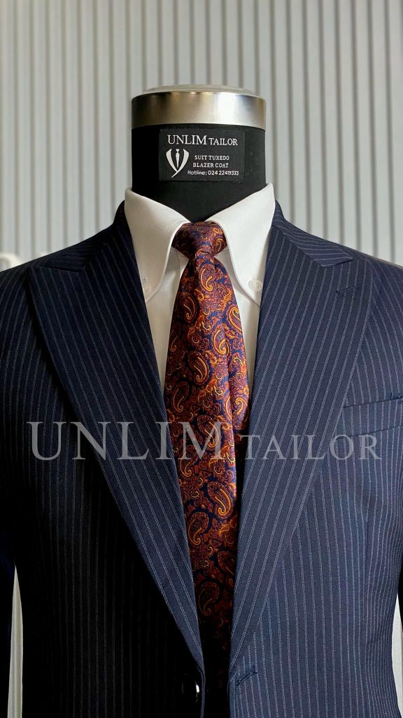 Suit Xanh Tối Kẻ Sọc Cổ Điển