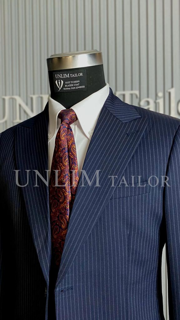 Suit Xanh Tối Kẻ Sọc Cổ Điển