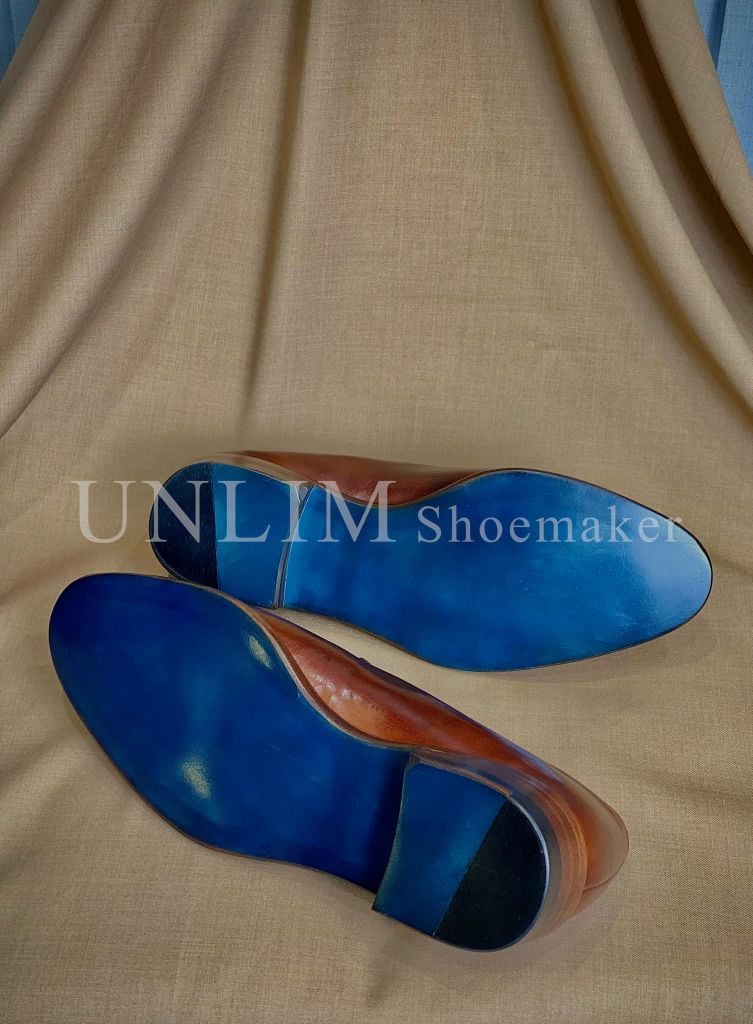Giày Tassel Loafer Nâu Da Bò Ý