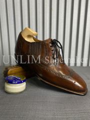 Giày Oxford Brogue Nâu Da Bò Ý