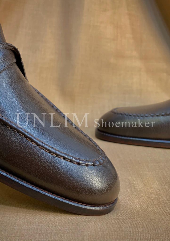 Giày Loafer Nâu Da Bò Ý