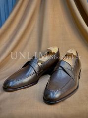 Giày Loafer Nâu Da Bò Ý