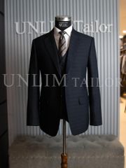 Suit 3 Mảnh Xanh Đen Họa Tiết Vân Chìm