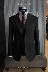 Suit Xám Tối Cổ Nhọn Hai Hàng Khuy