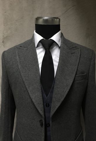 Blazer Nam Xám Tối Ve Bầu
