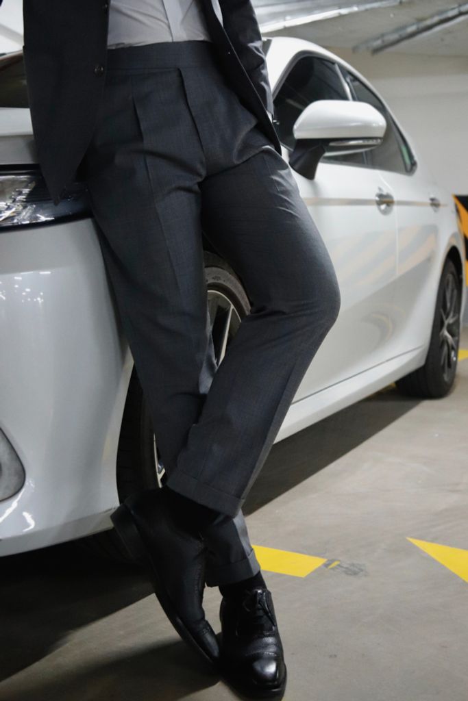 Quần Âu Nam Sidetab Xám Sáng