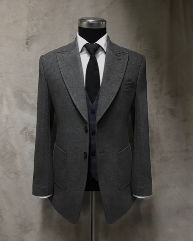 Blazer Nam Xám Tối Ve Bầu
