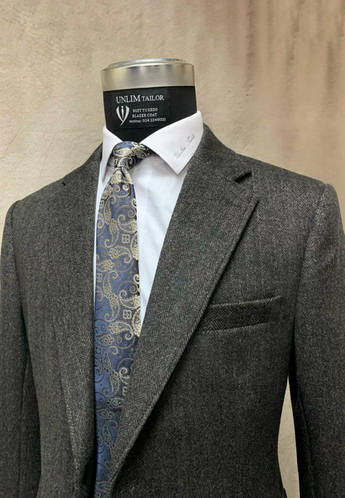 Blazer Nam Hoạ Tiết Herringbone