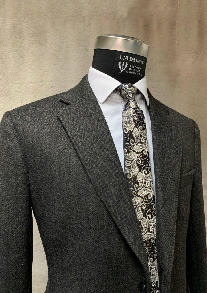 Blazer Nam Hoạ Tiết Herringbone