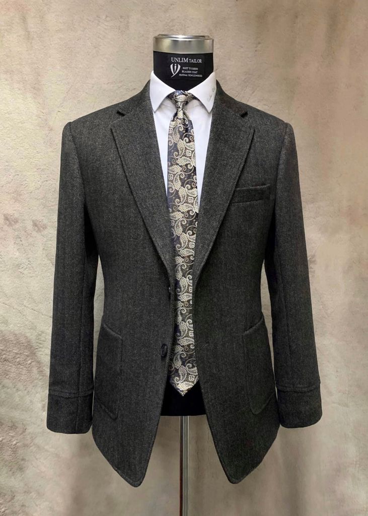 Blazer Nam Hoạ Tiết Herringbone