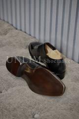 Giày Single Monkstrap Đen Da Bò Ý