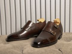 Giày Double Monkstrap Nâu Da Bò Ý