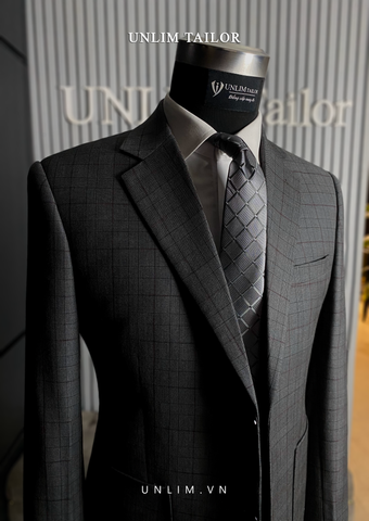 Suit Xám Kẻ Ô Cổ K