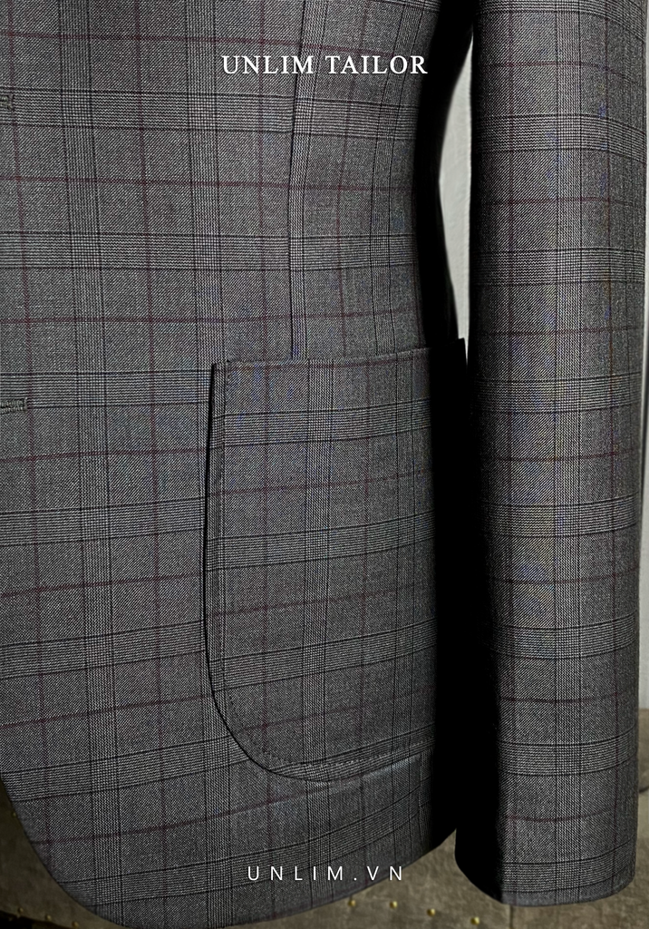 Suit Xám Kẻ Ô Cổ K
