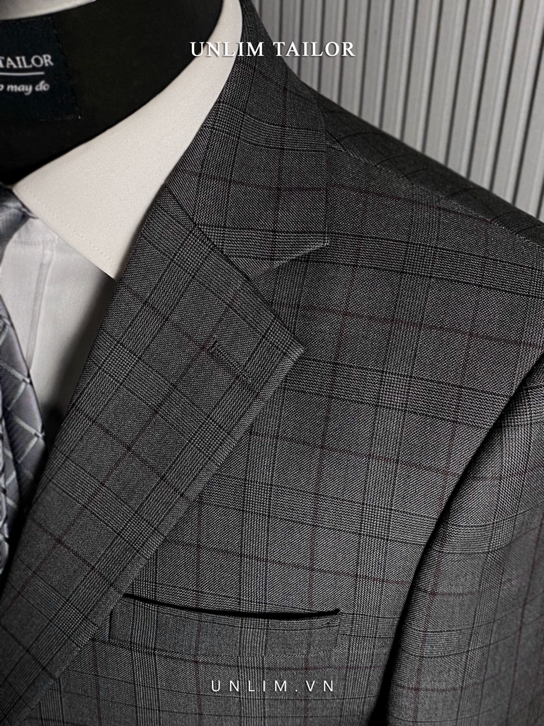 Suit Xám Kẻ Ô Cổ K