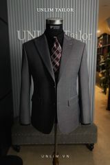 Suit Half Lining Cổ Nhọn Ghi Tối