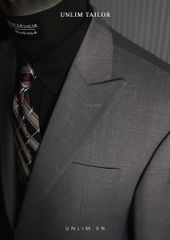 Suit Half Lining Cổ Nhọn Ghi Tối