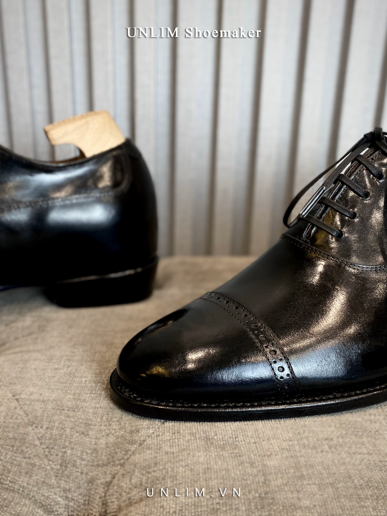 Giày Oxford Đen Đế Xanh