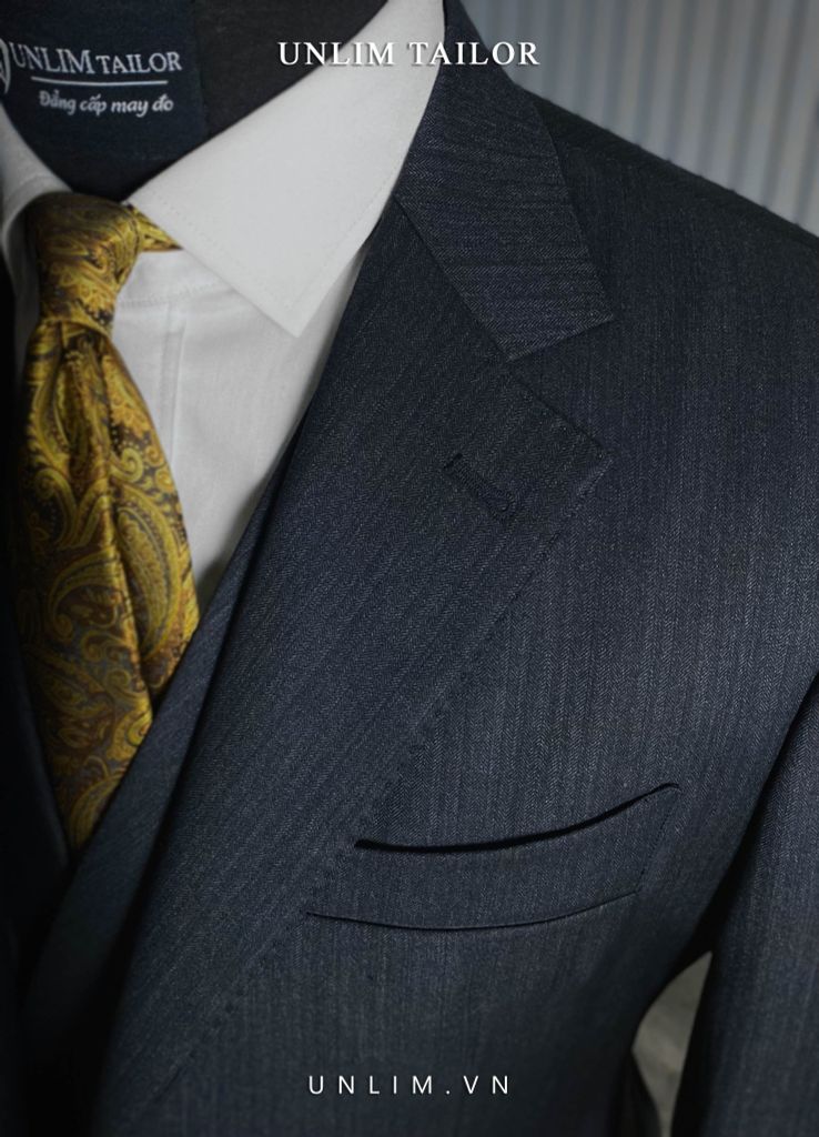 Suit Xám Đậm Cổ K Hai Cúc