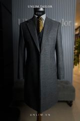 Măng Tô Dạ Xám Cổ K Dáng Dài