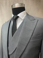 Suit 3 Mảnh Xám Cổ Nhọn