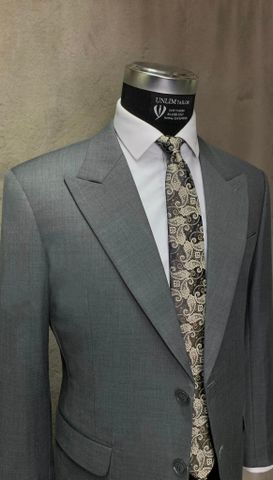 Suit Xám Sáng Cổ Nhọn