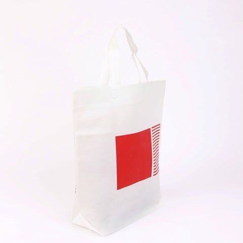  Red And White Non-Woven Bag With Boat-Shaped Bottom 
