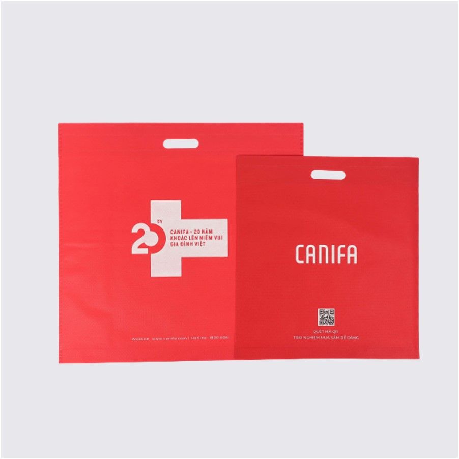 Túi vải không dệt dán nhiệt đột quai CANIFA đỏ 