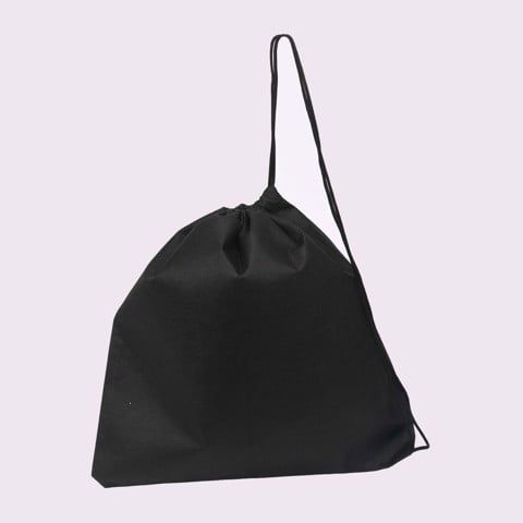  Plain Black Drawstring Non-Woven Bag 