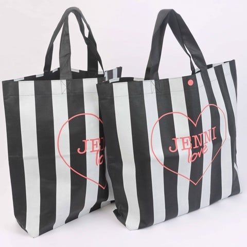  Black And White Stripes Laminated PP Non-Woven Bag 