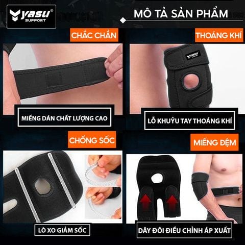 Băng khuỷu tay cầu lông,gym,tennis có lò xo YS7946 (1 chiếc)