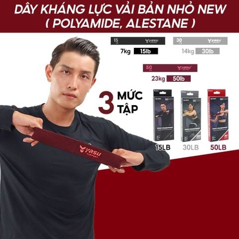 Dây kháng lực vải bản nhỏ miniband YASU 3609 chất liệu co dãn Polyamide, Alestane