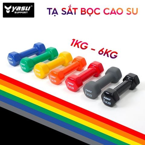 Tạ Tay gang đặc bọc cao su Yasu tập gym, Yoga Pilates (1 cái)