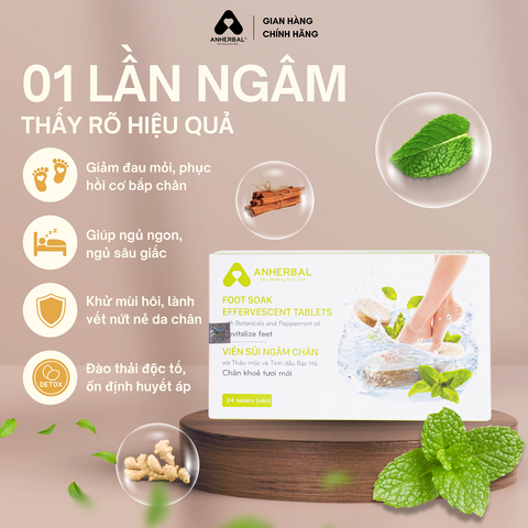 Viên sủi ngâm chân Thảo mộc và Tinh dầu Bạc Hà