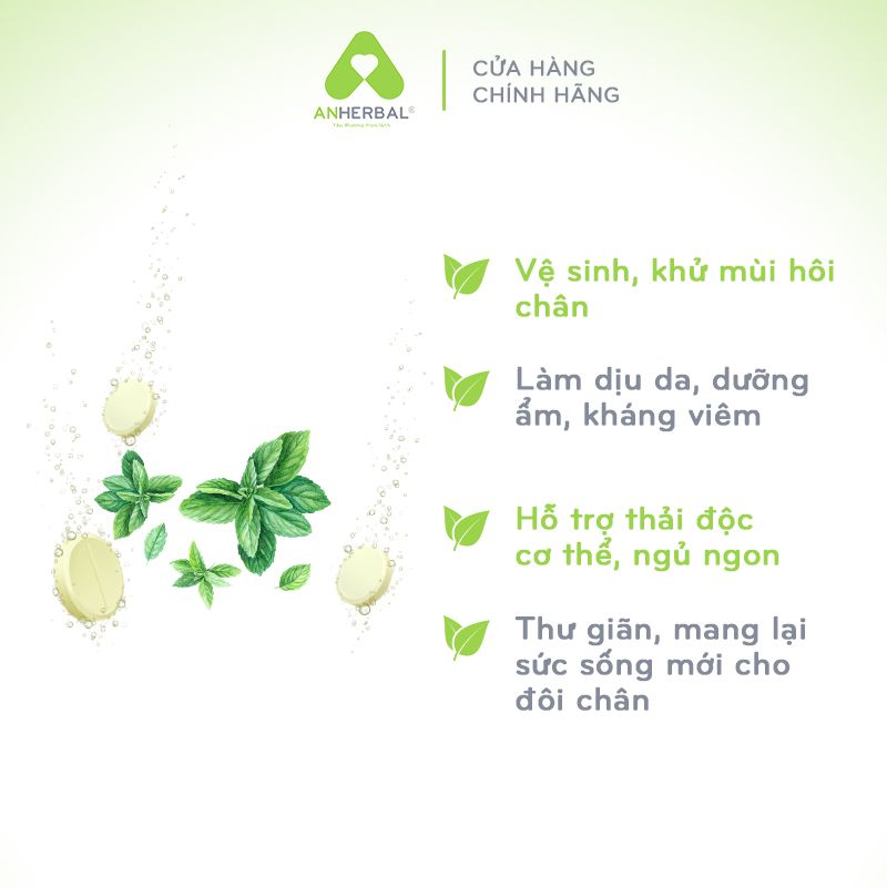 Viên sủi ngâm chân Thảo mộc và Tinh dầu Bạc hà