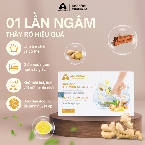 Viên sủi ngâm chân Thảo mộc và Tinh dầu Gừng