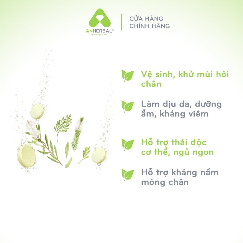 Viên sủi ngâm chân Thảo mộc và Tinh dầu Tràm trà